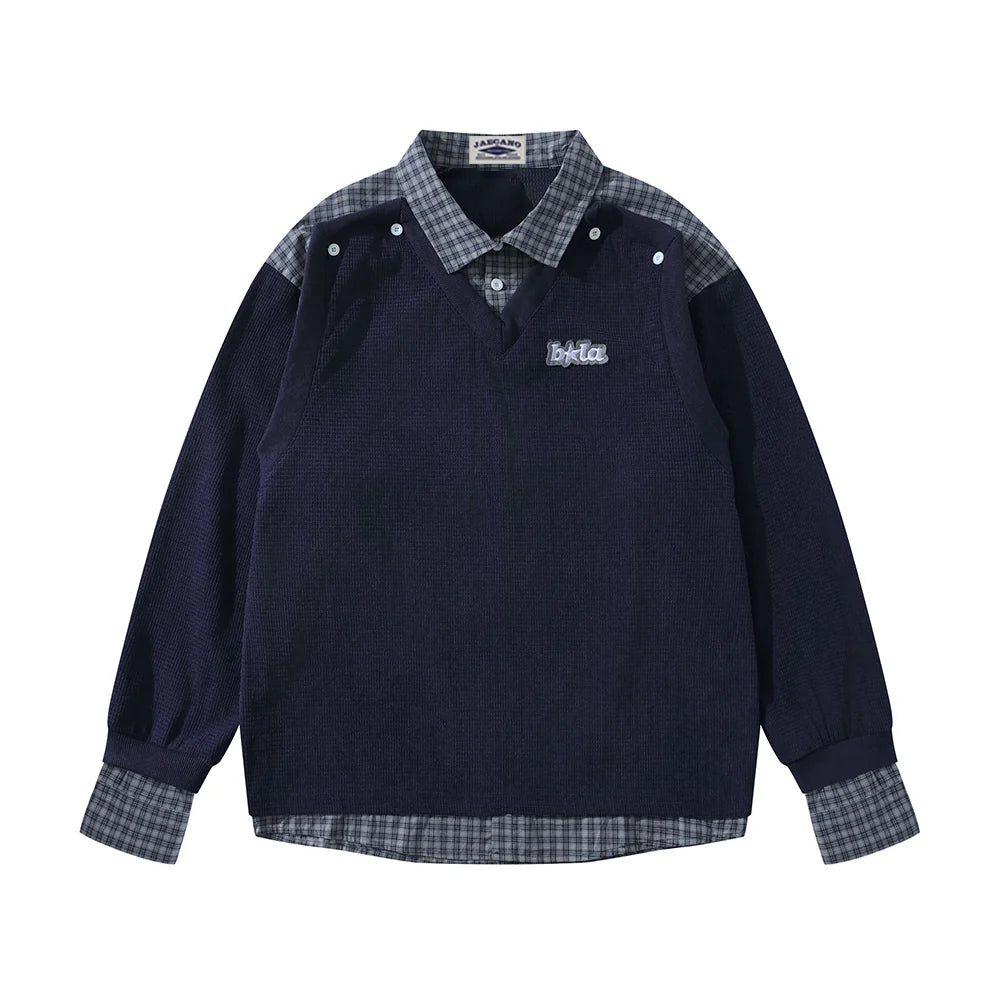 Zwoyren Faux Layered V-Neck Sweatshirt