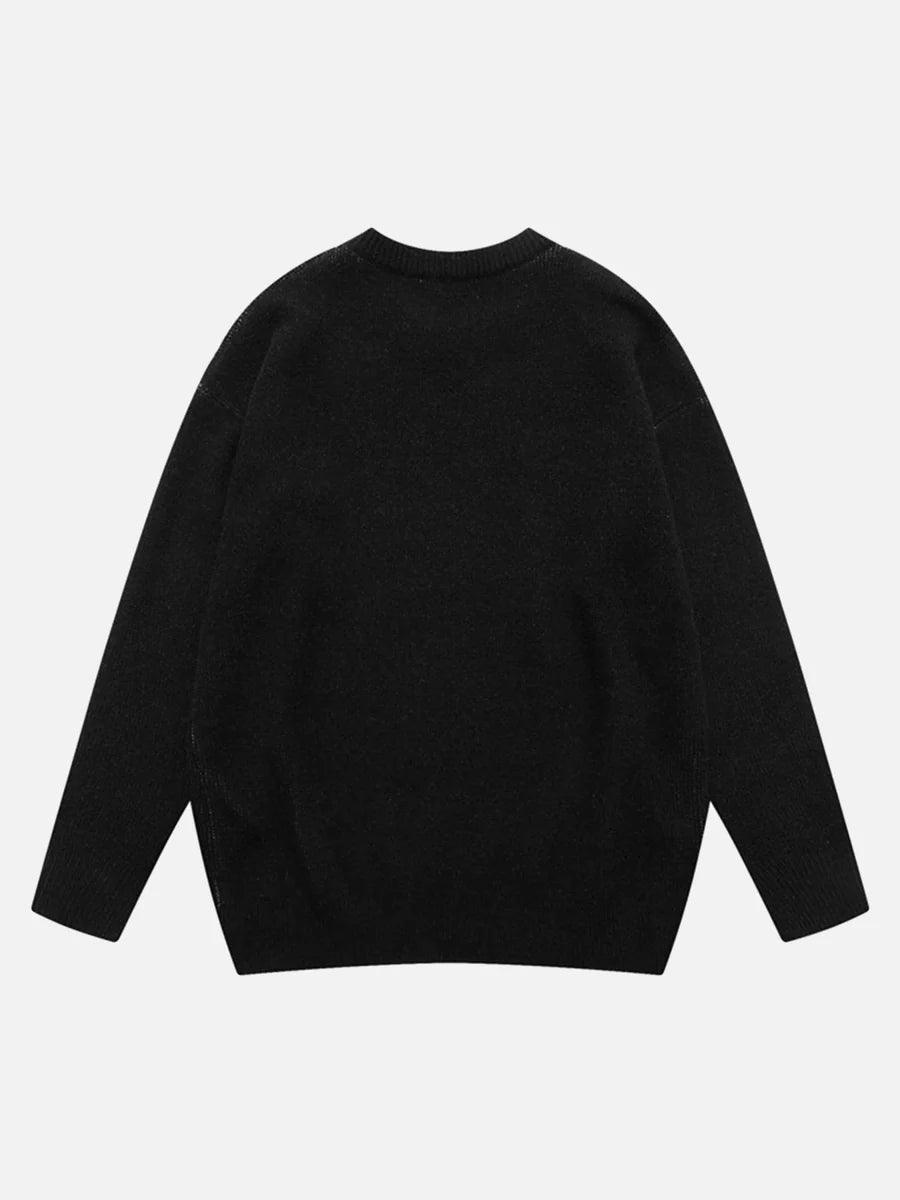 Street Vintage Character Knit Sweater