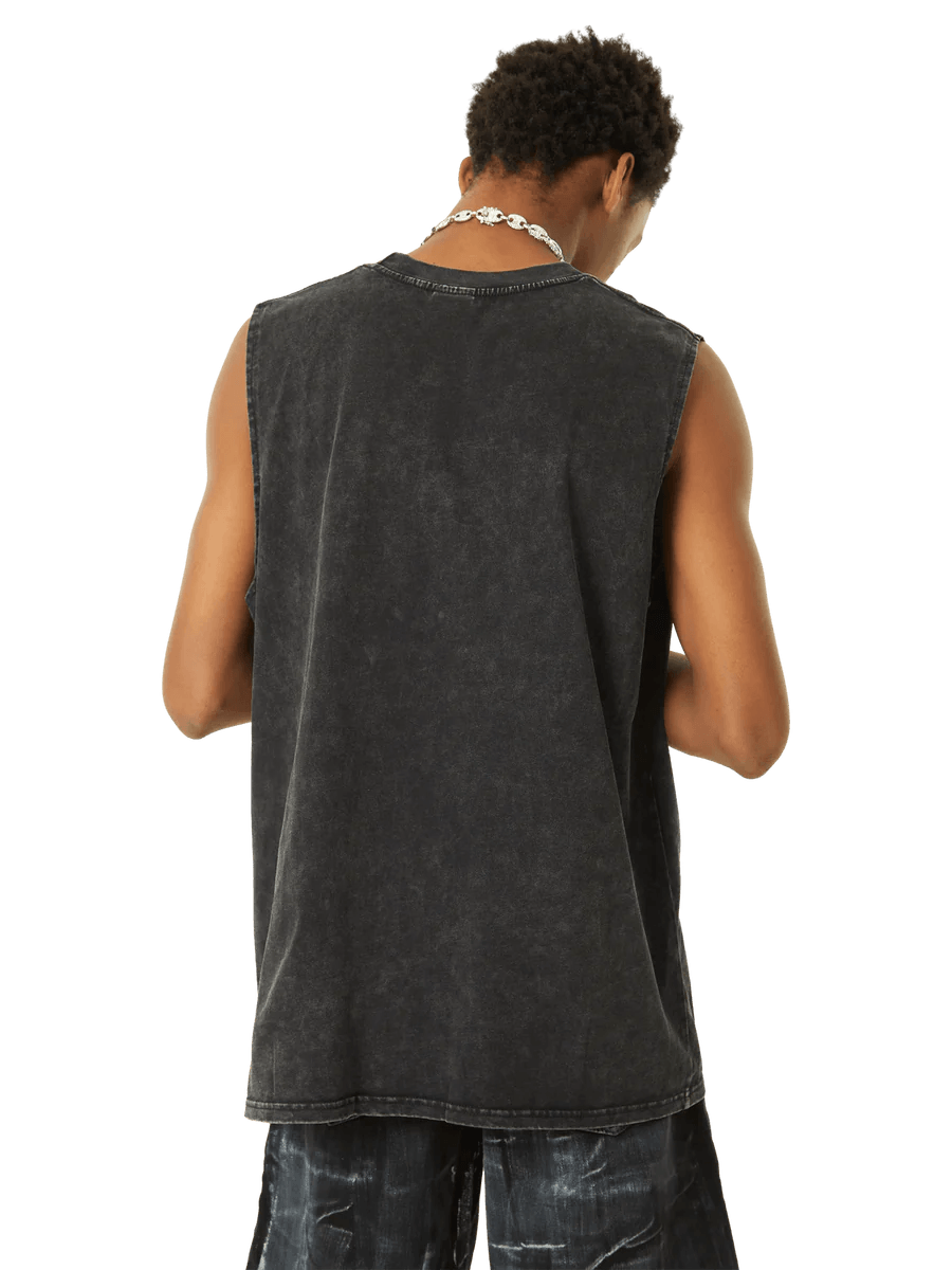 Retro Washed Character Thorns Street Rap Vest