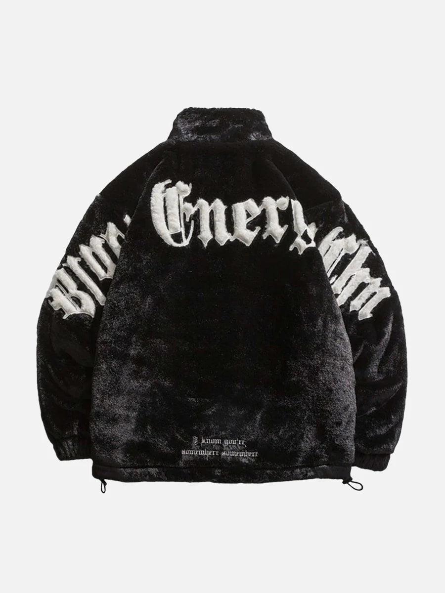 Street Letter Embroidered Plush Jacket