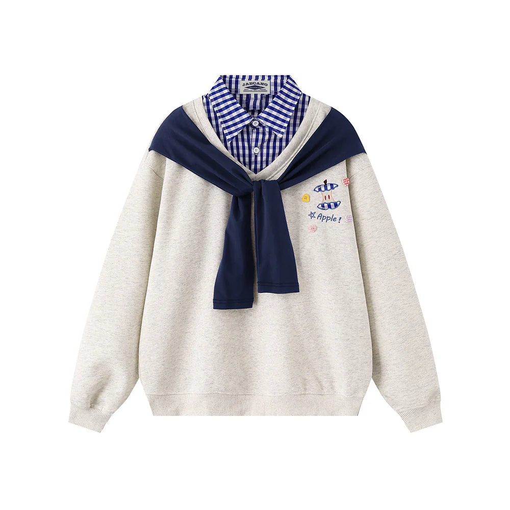 Zwoyren Layered Sailor Collar Sweatshirt