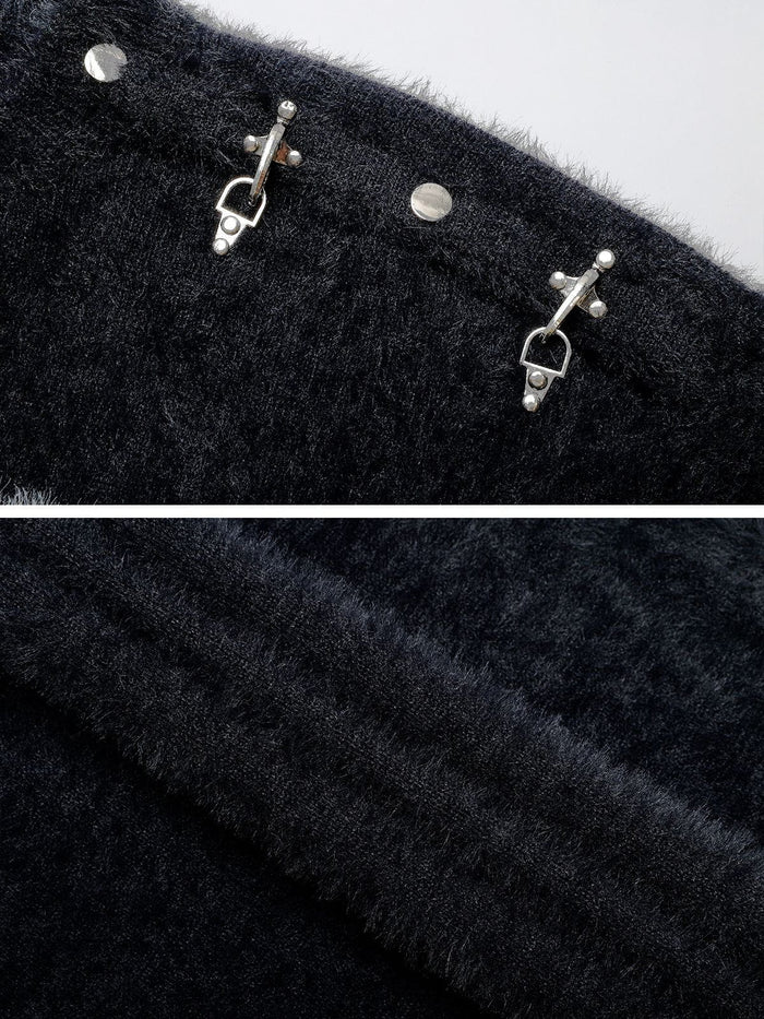 Zwoyren Metal Buckle Spider Graphic Sweater
