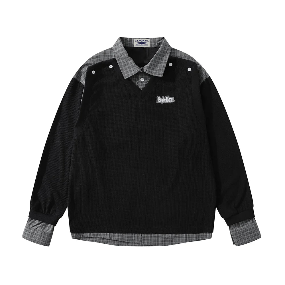 Zwoyren Faux Layered V-Neck Sweatshirt
