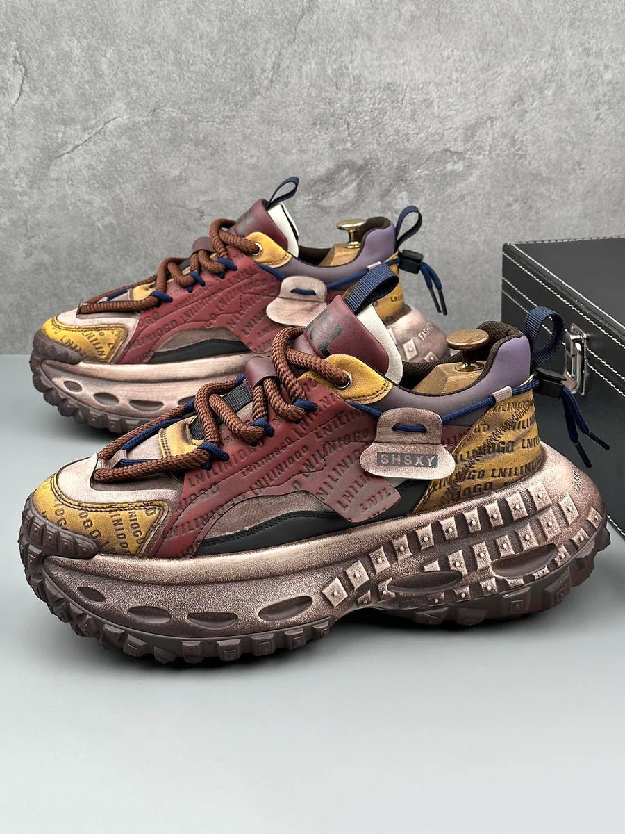 Zwoyren Stitching Letter Tire Sole Platform Sneakers