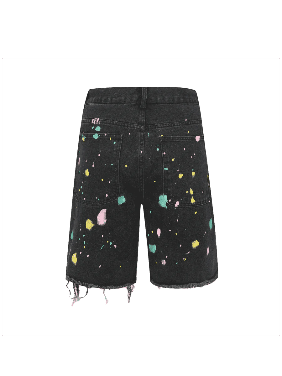 Zwoyren Patch Flower Embroidered Denim Shorts