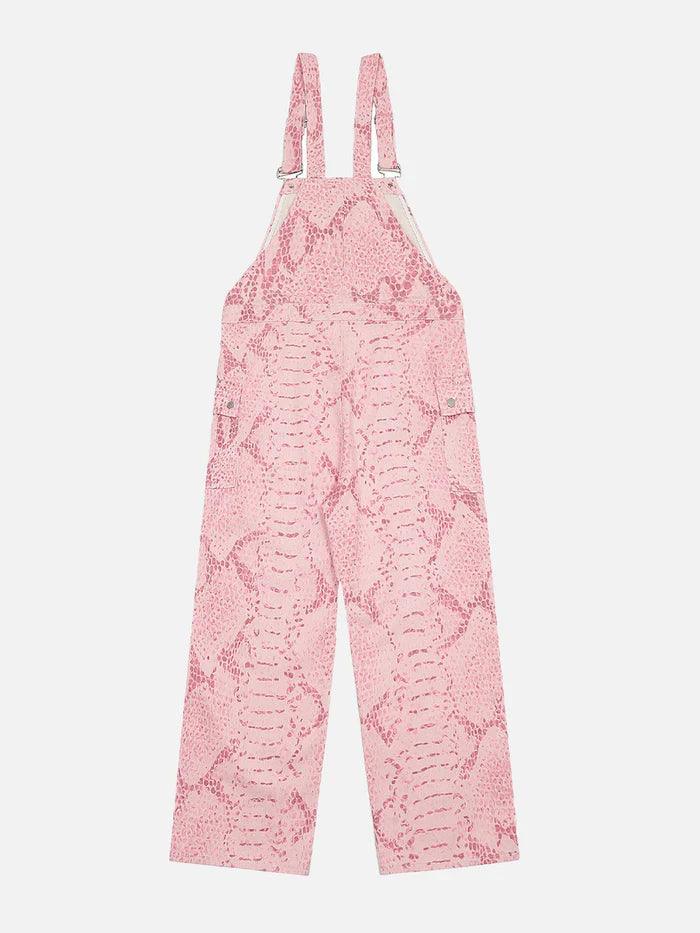 Zwoyren Pink Snake Pattern Overalls