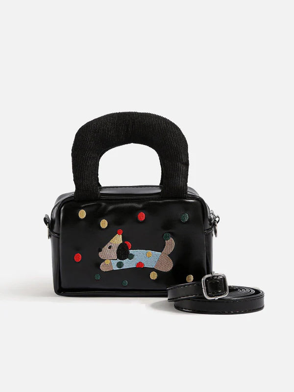 Zwoyren Embroidery Cartoon Dog Bag