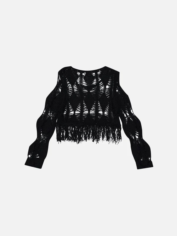 Zwoyren Distressed Cut-Out Sweater