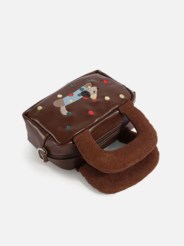 Zwoyren Embroidery Cartoon Dog Bag