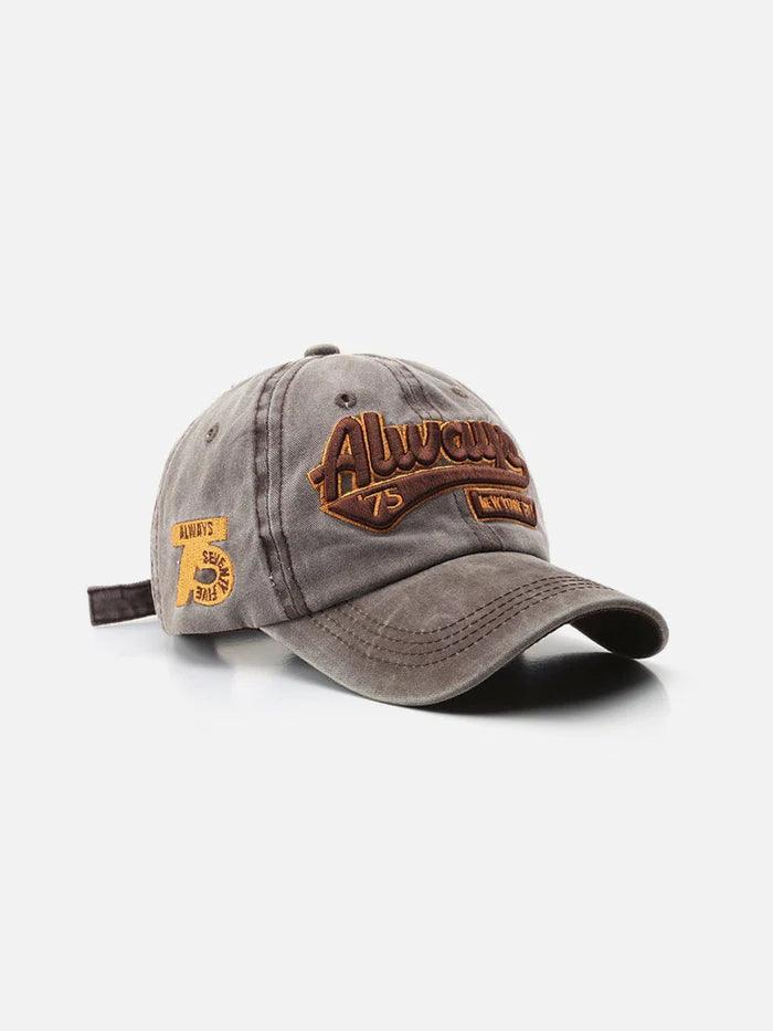 Washed Embroidered Letter Baseball Cap