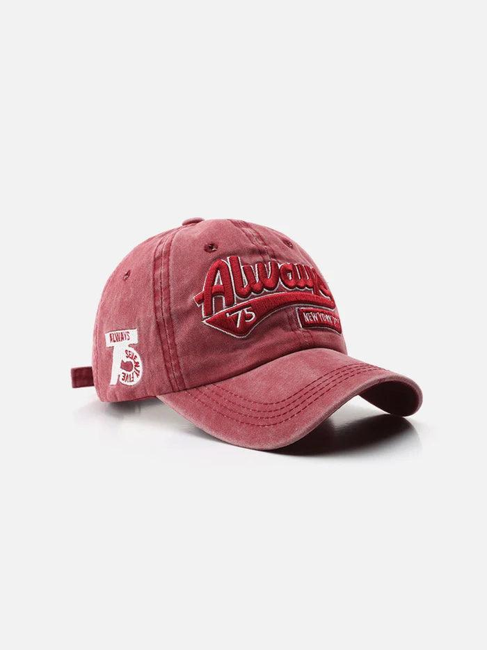 Washed Embroidered Letter Baseball Cap