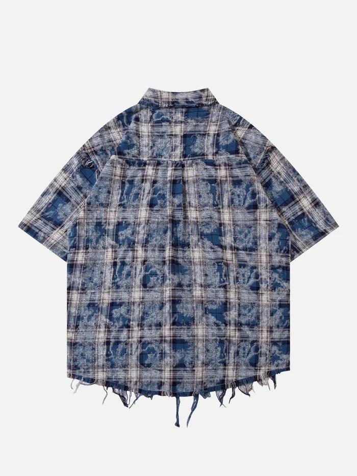 Tie Dye Plaid Short Sleeve Shirt