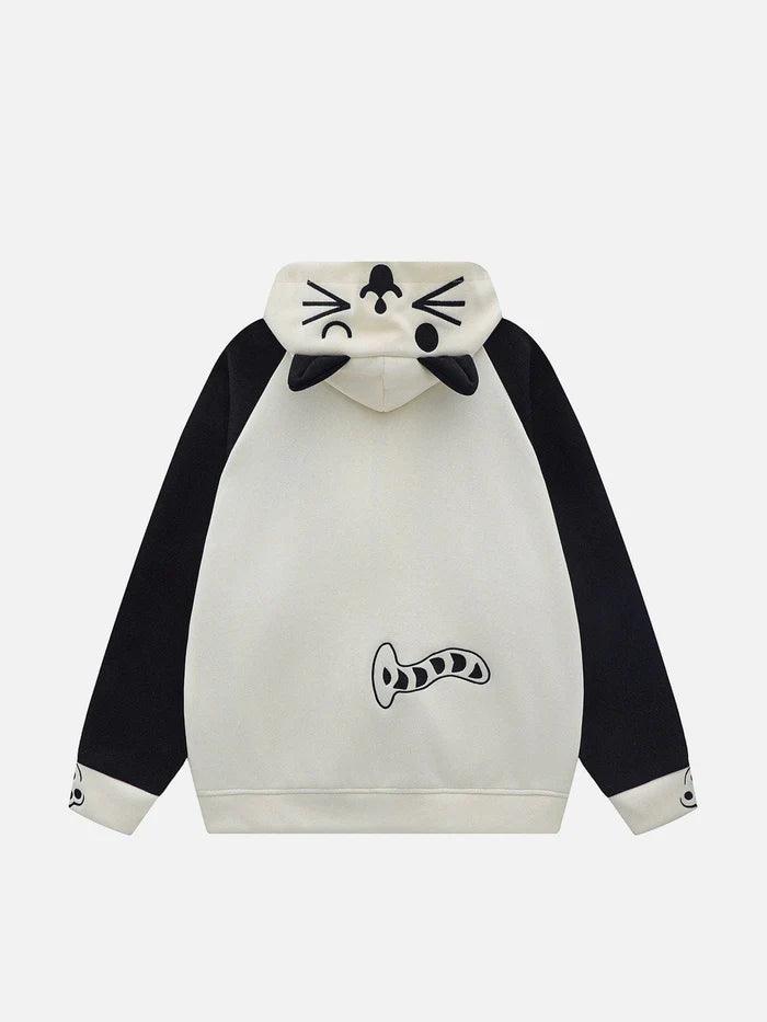 Color Blocking Cat Hoodie