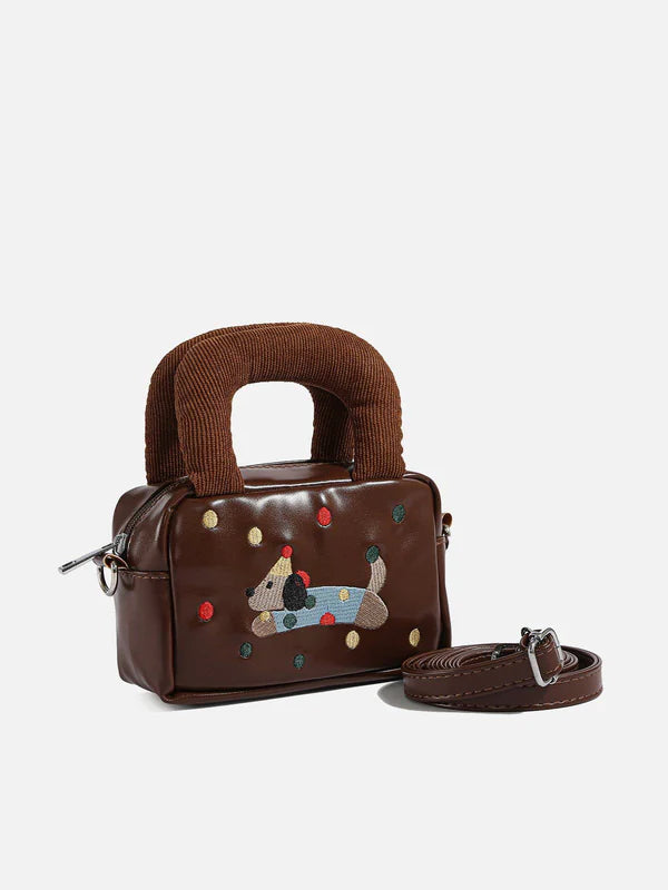 Zwoyren Embroidery Cartoon Dog Bag