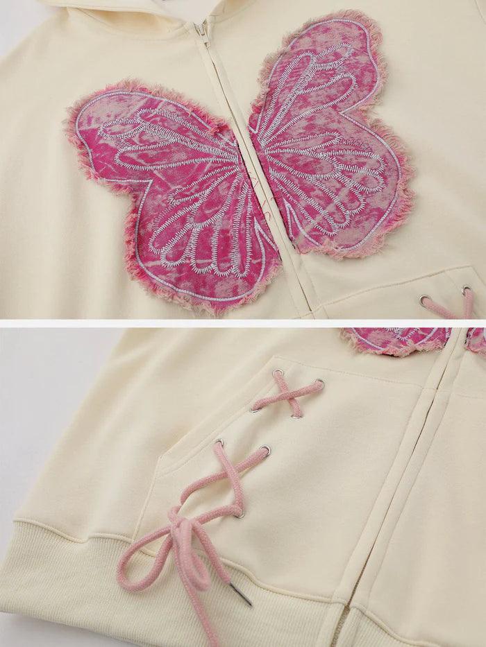 Fringe Washed Butterfly Hoodie