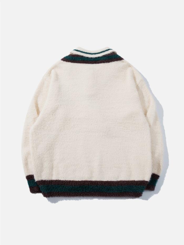 Zwoyren Stripe Tie Polo Sweater