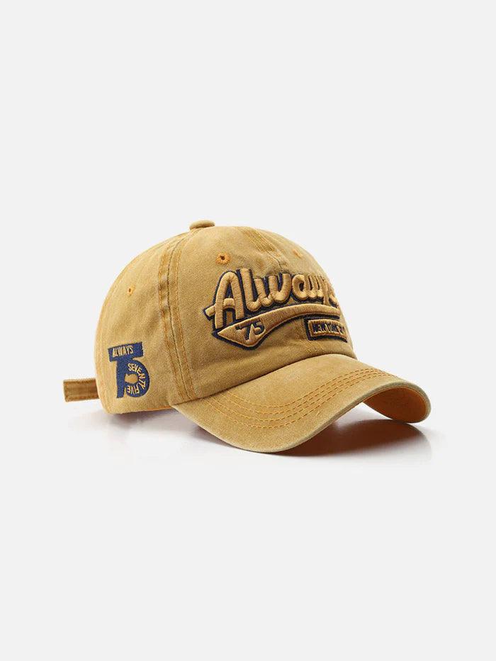 Washed Embroidered Letter Baseball Cap