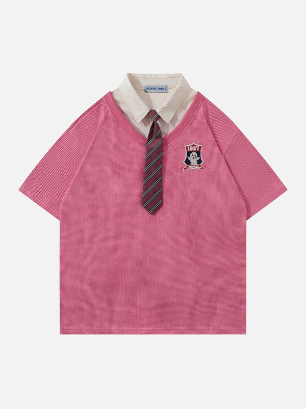 Zwoyren College Stripe Tie Polo Tee