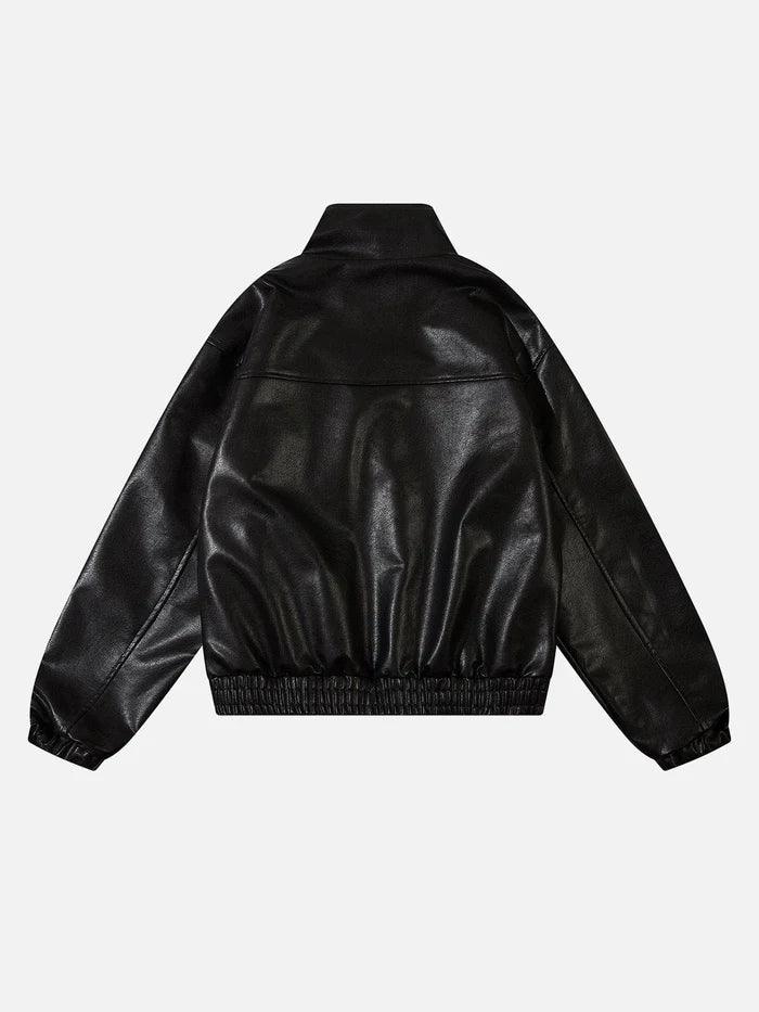 Metal Buckle Faux Leather Jacket