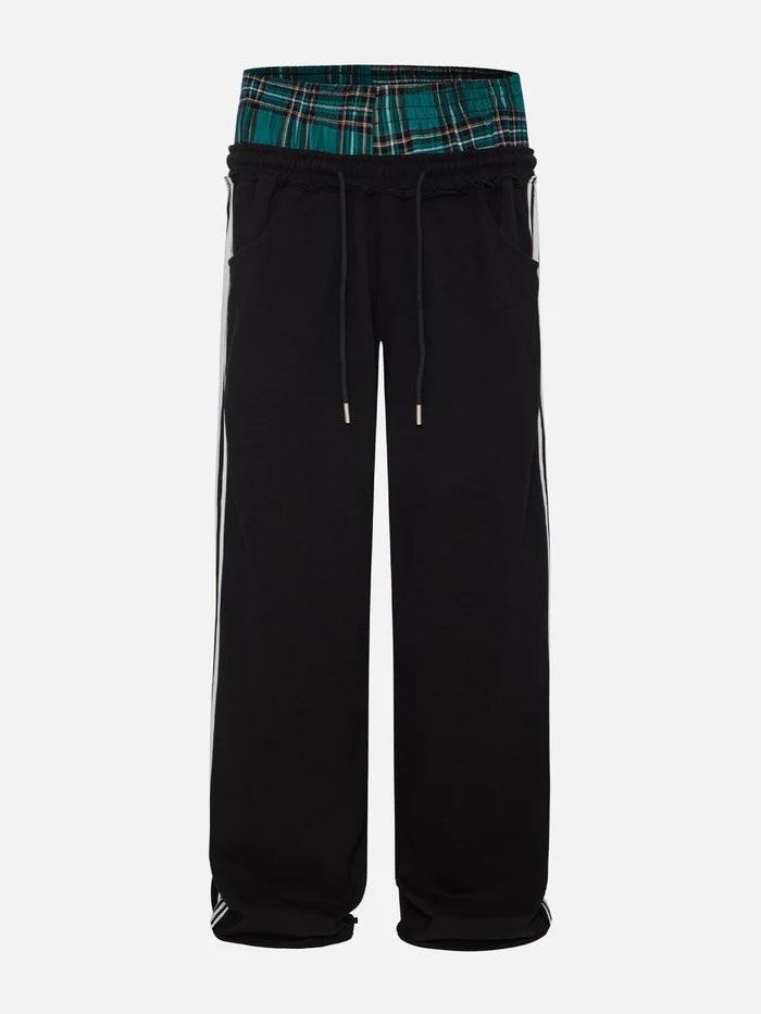 Zwoyren Plaid Patchwork Sweatpants