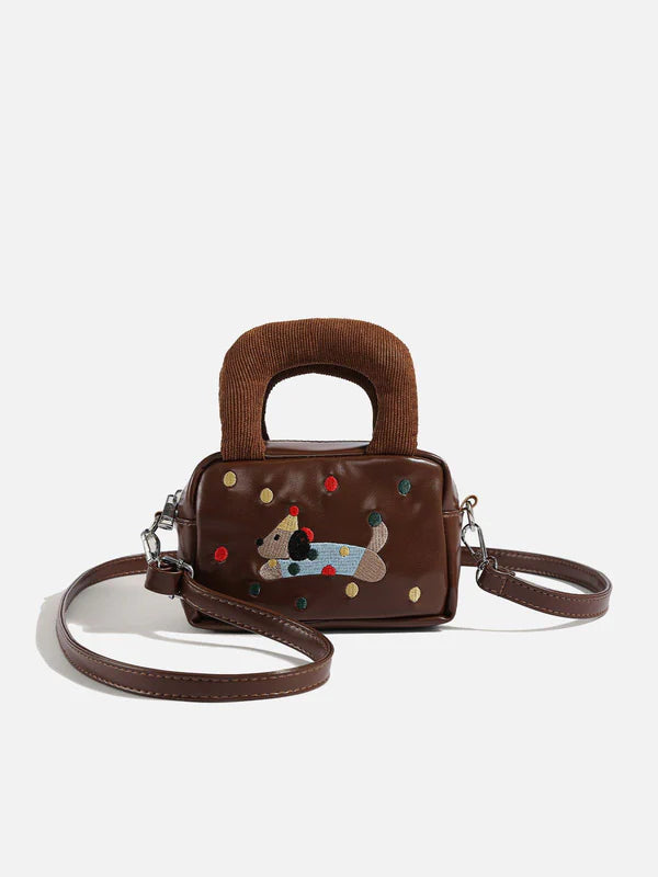 Zwoyren Embroidery Cartoon Dog Bag