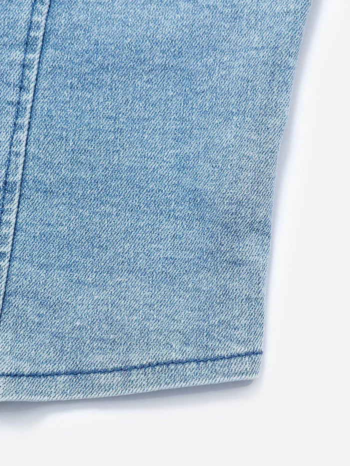 Zwoyren Slit Wrinkle Denim Skirt Set