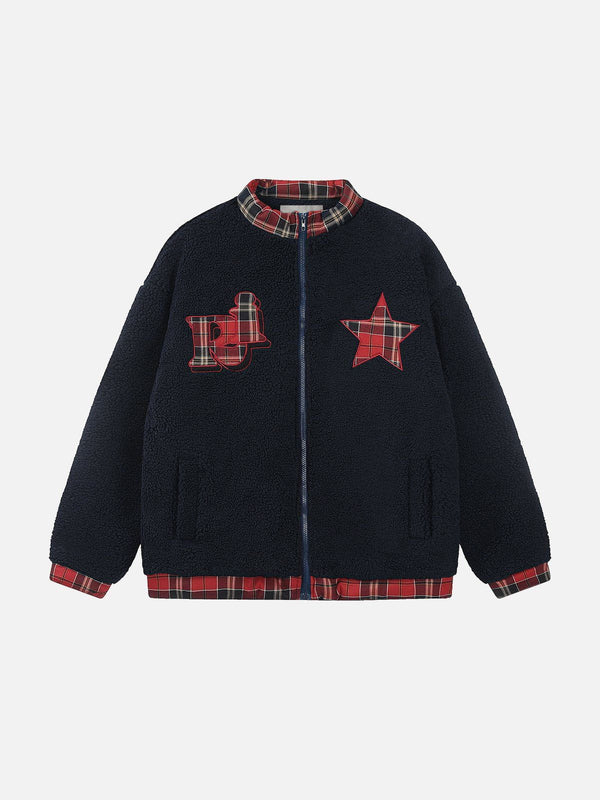 Zwoyren Plaid Star Polar Fleece Jacket