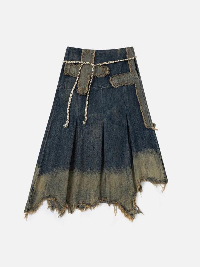 Gradient Washed Denim Skirt