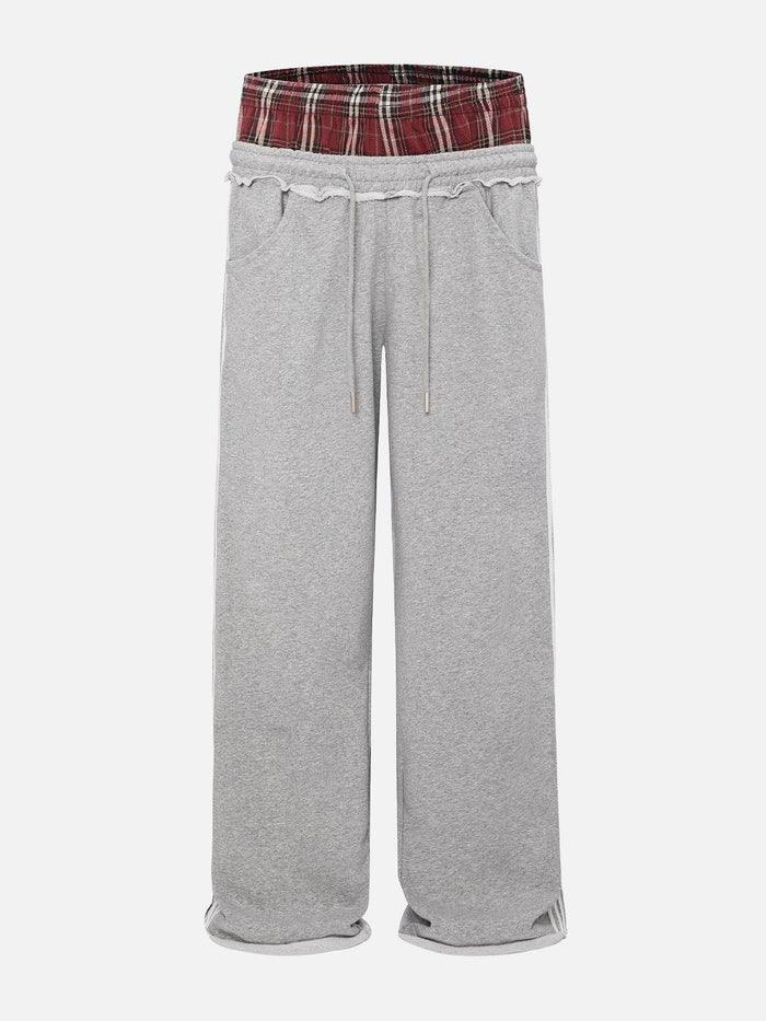 Zwoyren Plaid Patchwork Sweatpants