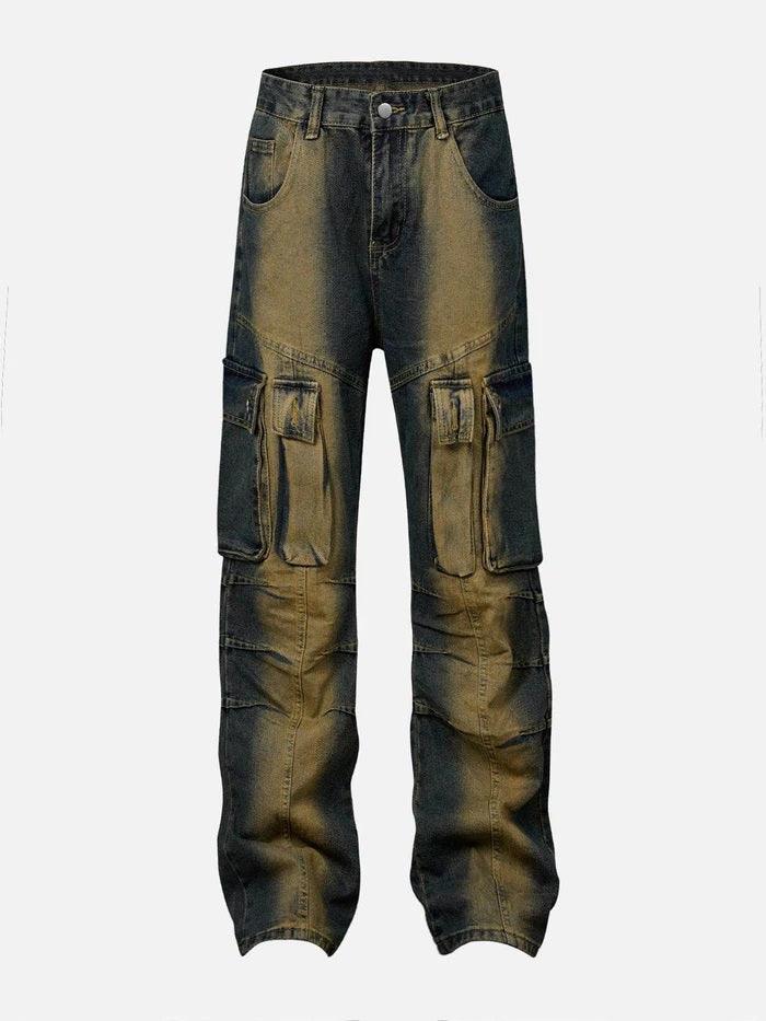 Zwoyren Multi Pocket Washed Cargo Jeans