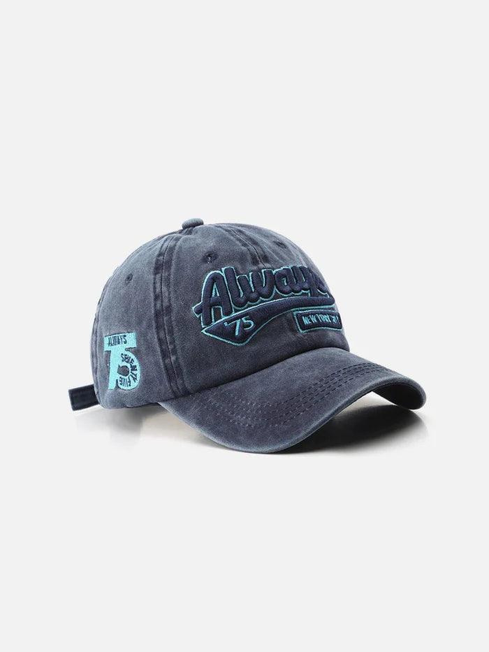 Washed Embroidered Letter Baseball Cap