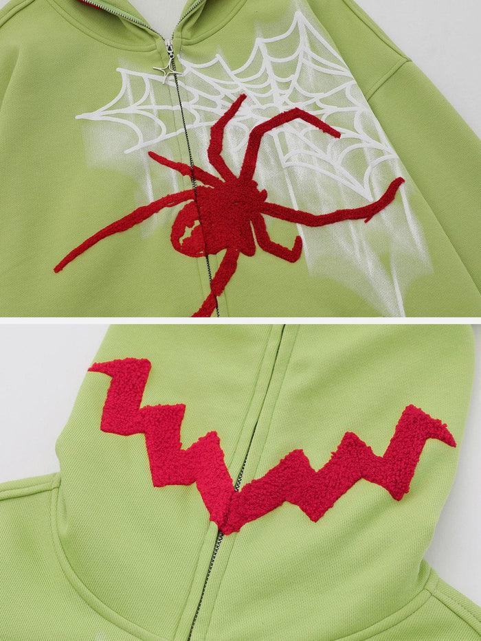 Horn Design Flocking Spider Hoodie