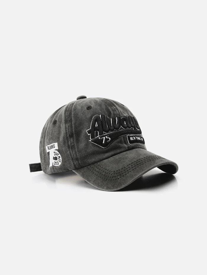 Washed Embroidered Letter Baseball Cap