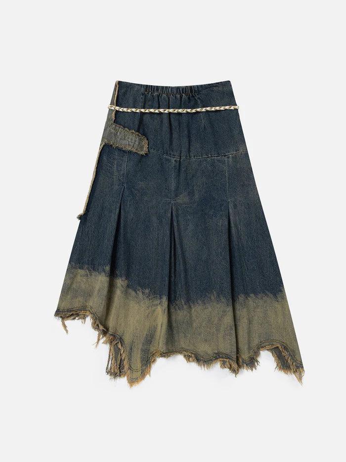 Gradient Washed Denim Skirt