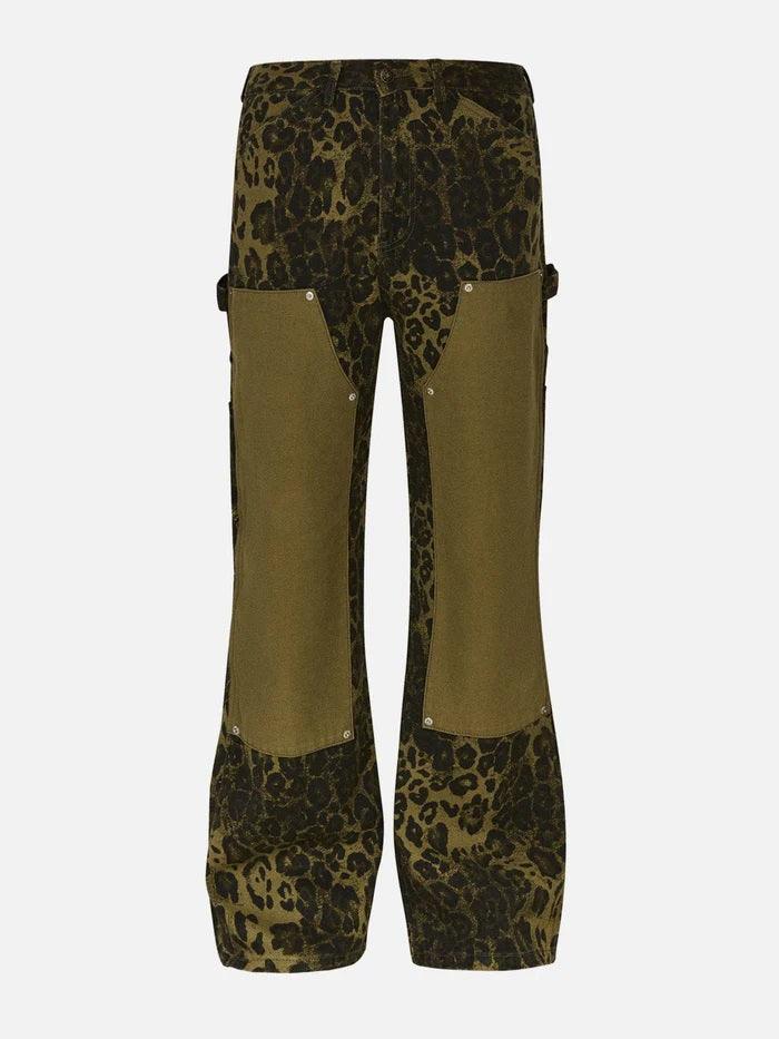 Zwoyren Leopard Print Patchwork Jeans