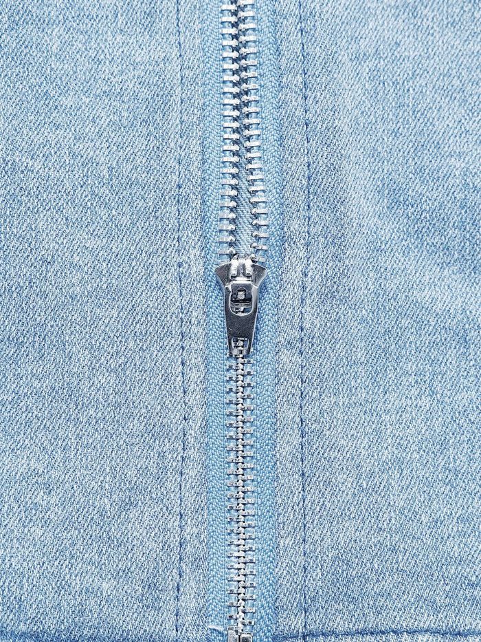 Zwoyren Slit Wrinkle Denim Skirt Set