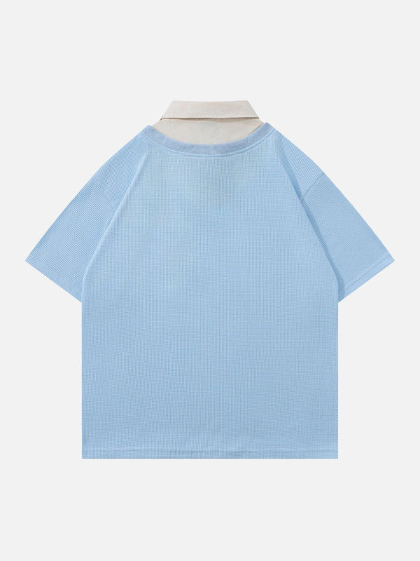 Zwoyren College Stripe Tie Polo Tee