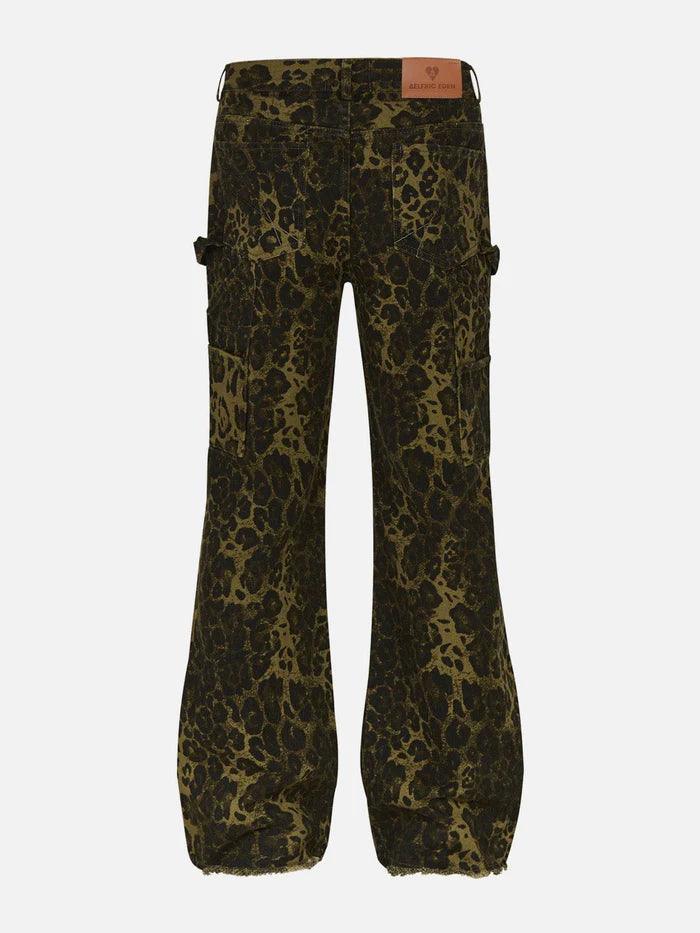 Zwoyren Leopard Print Patchwork Jeans