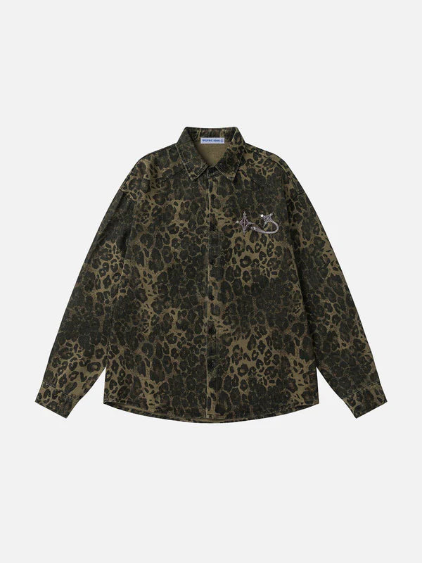 Zwoyren Leopard Print Long Sleeve Shirt