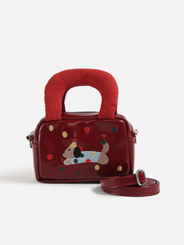 Zwoyren Embroidery Cartoon Dog Bag