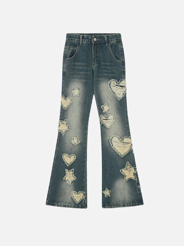 Zwoyren Distressed Star Heart Jeans