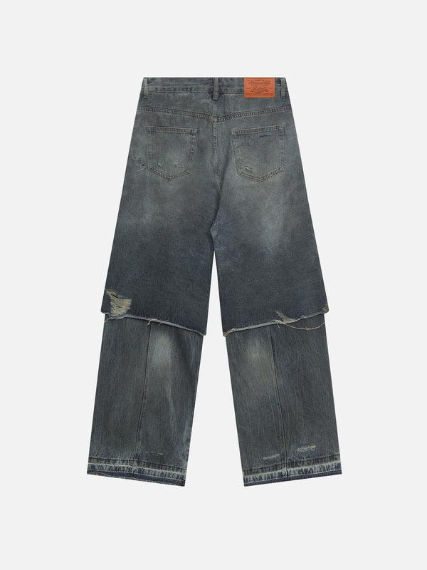 Zwoyren Distressed Two Layer Baggy Jeans