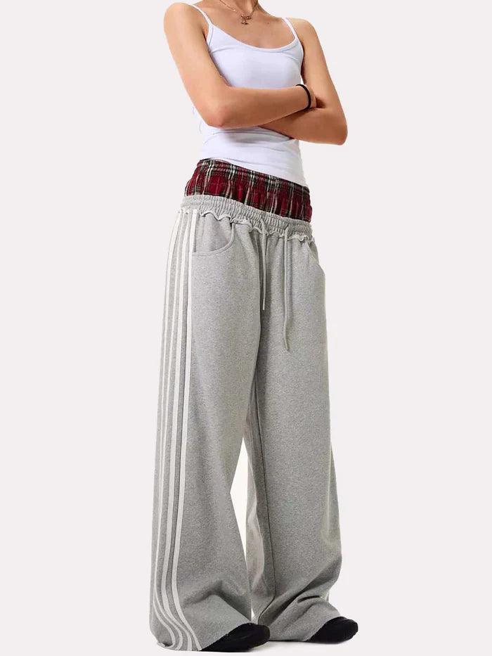 Zwoyren Plaid Patchwork Sweatpants