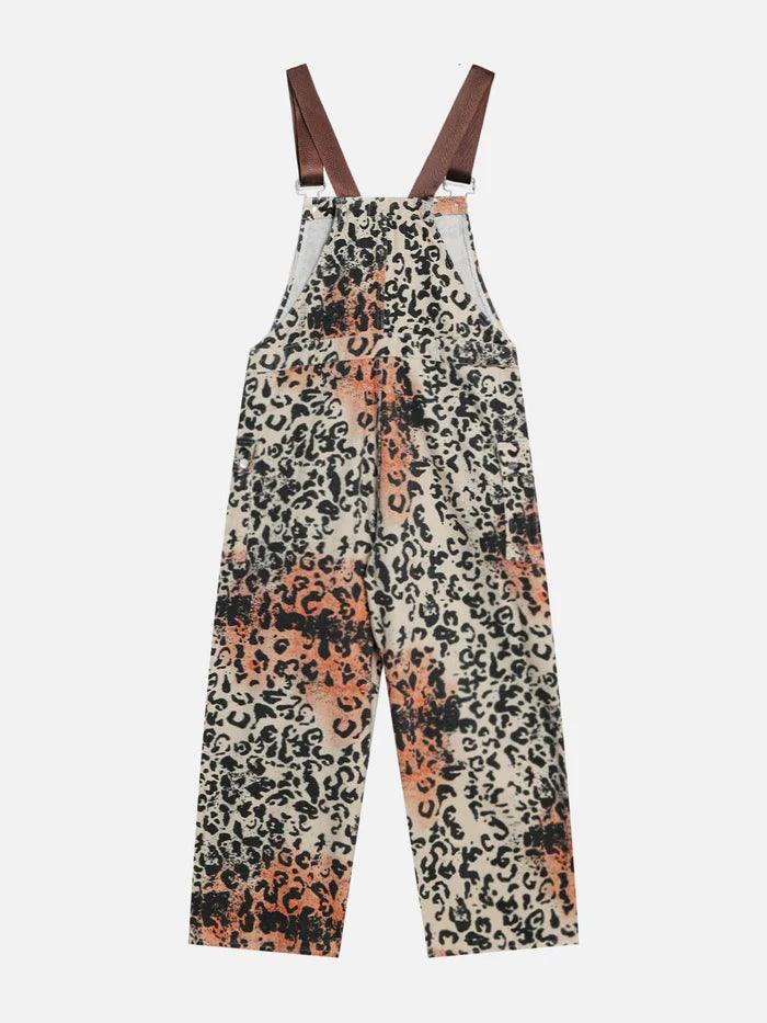 Zwoyren Apricot Leopard Print Overalls